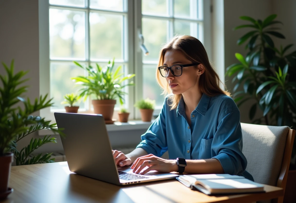 Professional working in a stylish home office